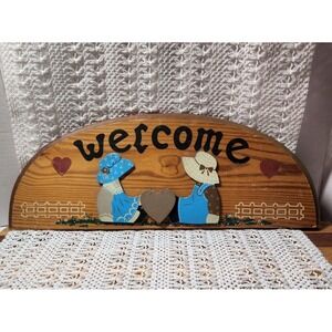 Vintage Primitive Door Frame Plaque Welcome Sign Friends Bows Country‎